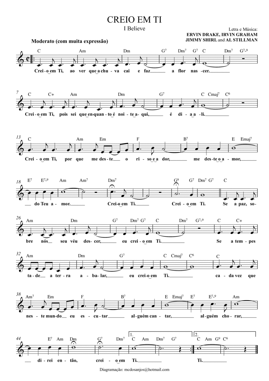 Creio em Ti (I Believe) Medium Voice scores gallery preview page 1