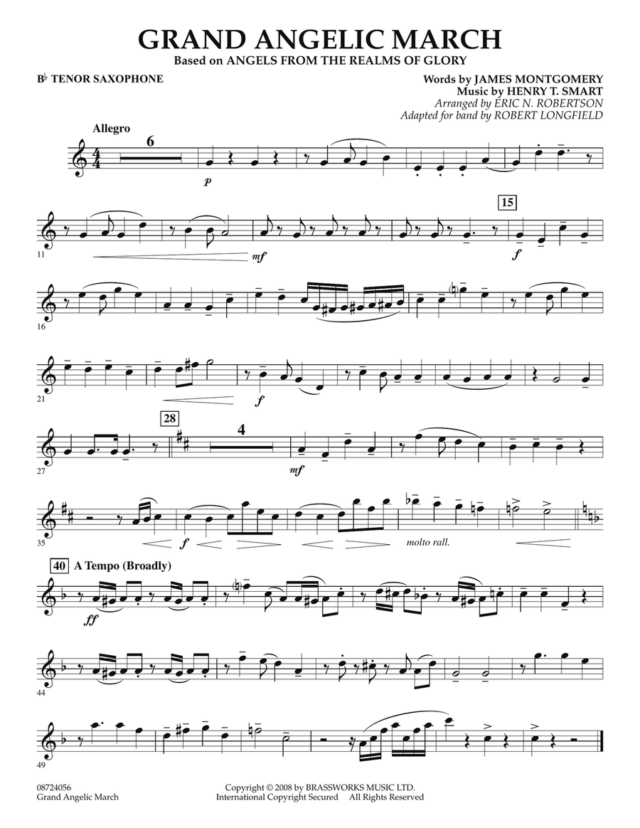 Grand Angelic March - Bb Tenor Saxophone Concert Band scores gallery preview page 1