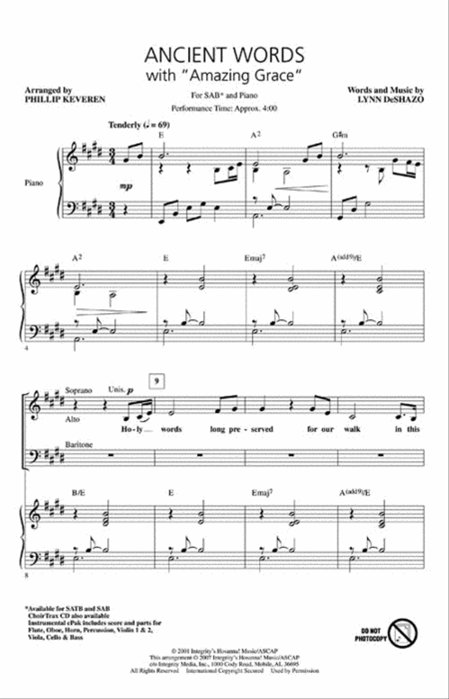Ancient Words (with “Amazing Grace”) 3-Part scores gallery preview page 2