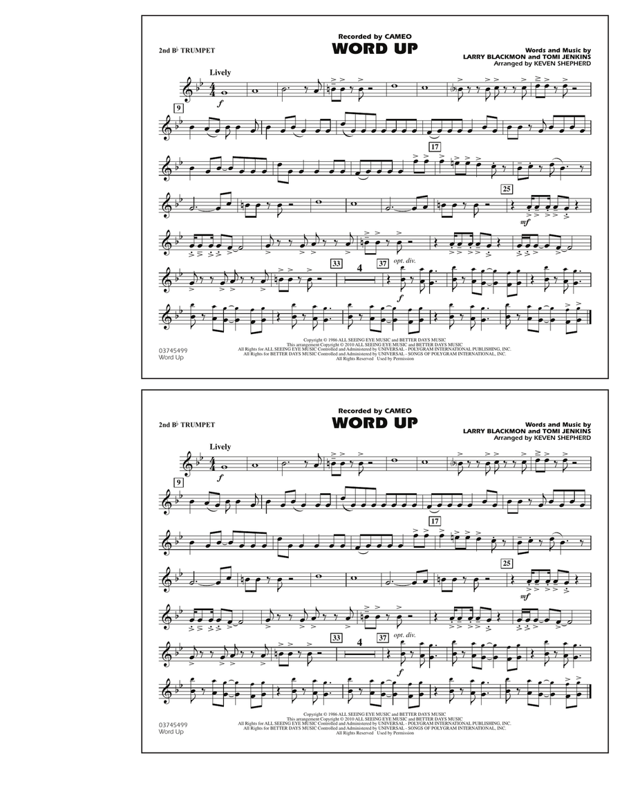 Word Up - 2nd Bb Trumpet Word Up - 2nd Bb Trumpet Marching Band scores gallery preview page 1