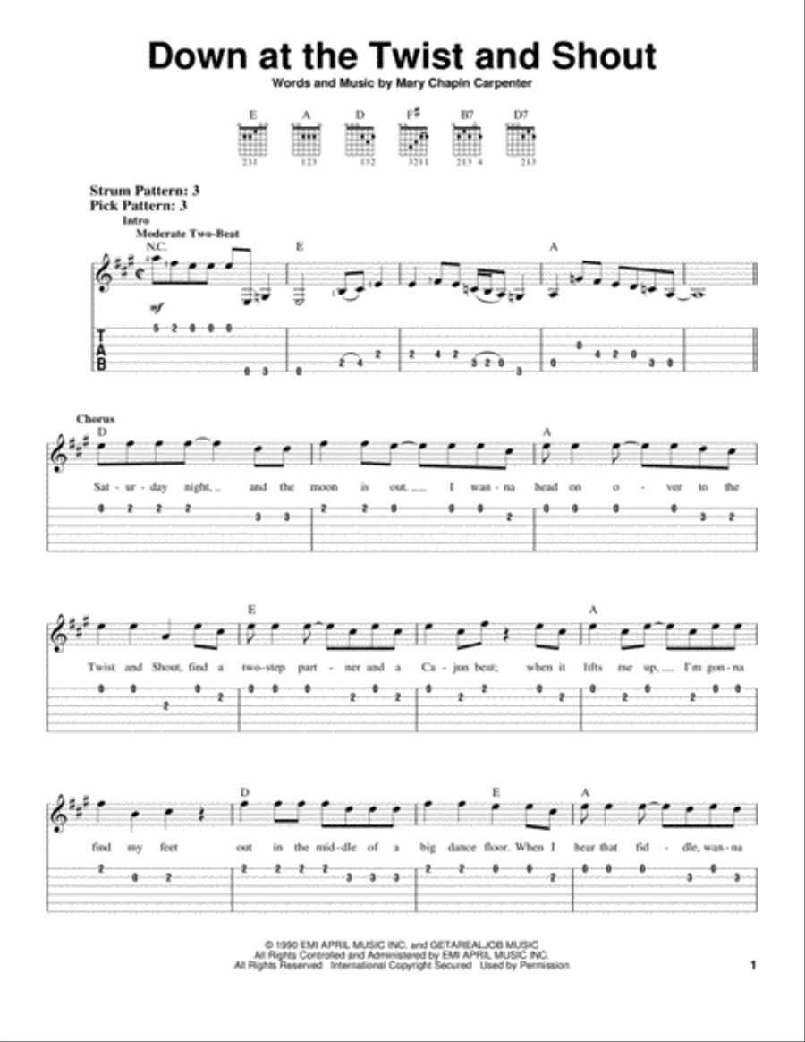 Down At The Twist And Shout Acoustic Guitar scores gallery preview page 1