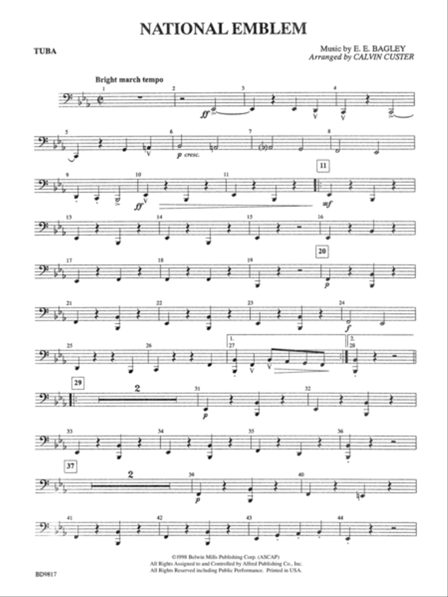 National Emblem: Tuba Concert Band scores gallery preview page 1