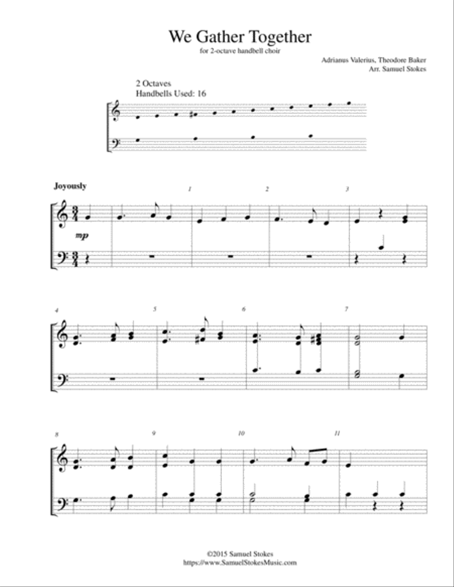 We Gather Together (The Thanksgiving Hymn) - for 2-octave handbell choir 2-Octaves scores gallery preview page 1