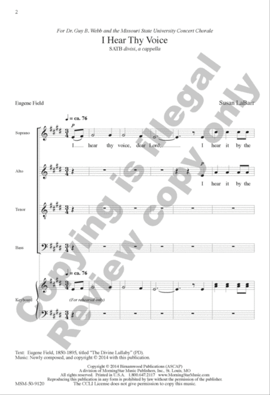 I Hear Thy Voice 4-Part scores gallery preview page 2