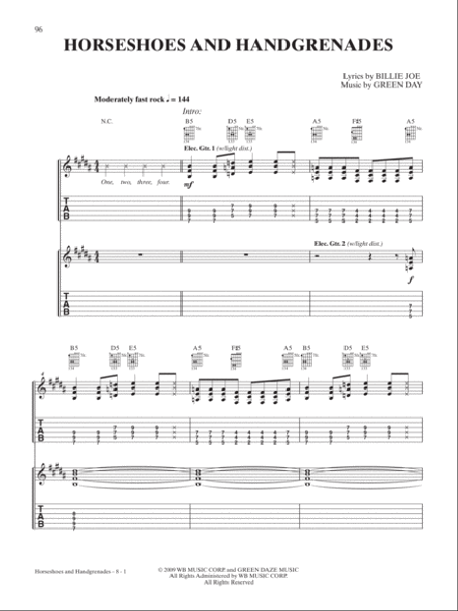 Horseshoes and Handgrenades Guitar Tablature scores gallery preview page 1