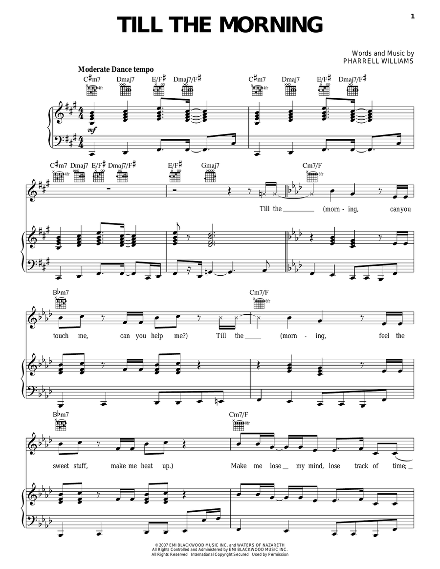 Till The Morning Till The Morning Piano, Vocal, Guitar scores gallery preview page 1
