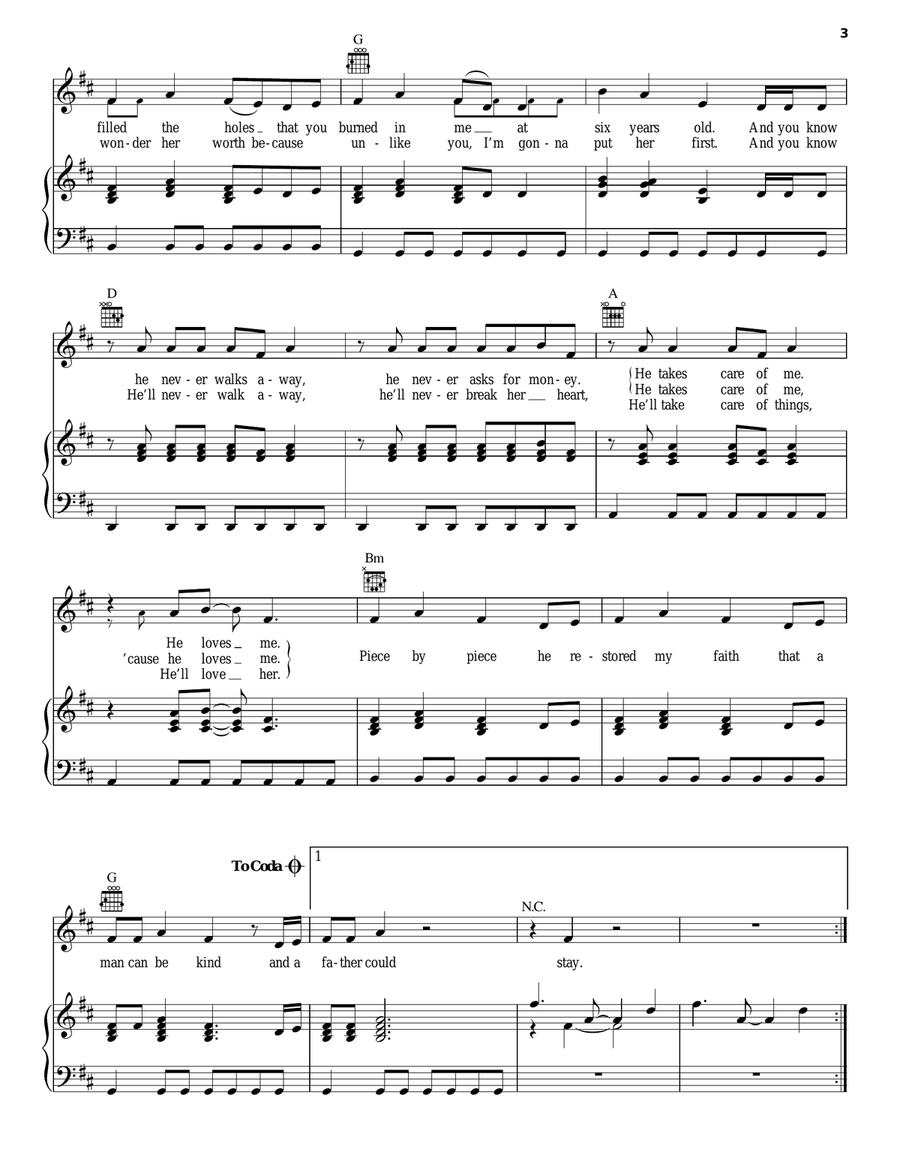 Piece By Piece Piano, Vocal, Guitar scores gallery preview page 3
