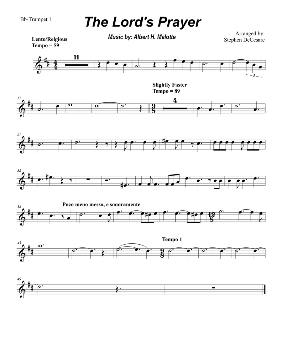 The Lord's Prayer Trumpet Duet scores gallery preview page 6