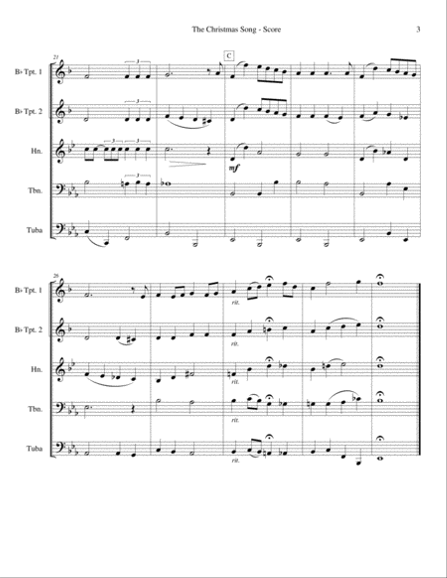 The Christmas Song (Chestnuts Roasting On An Open Fire) Brass Ensemble scores gallery preview page 5