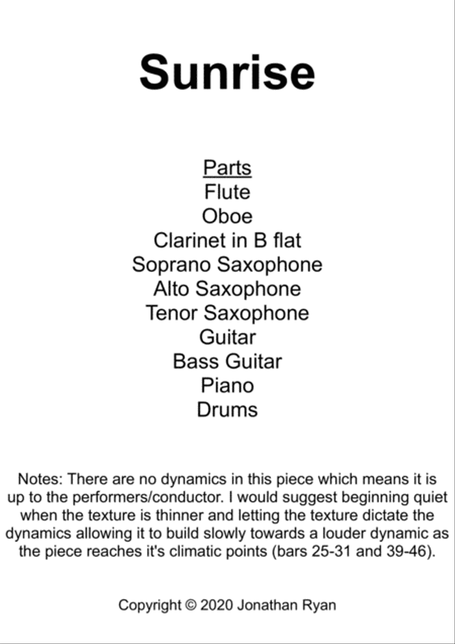 Sunrise (For Flexible/Big Band) Jazz Ensemble scores gallery preview page 1