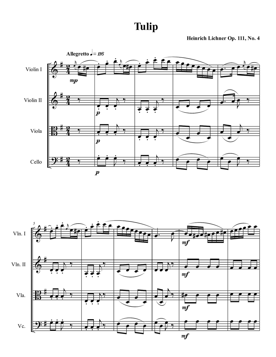 Tulip String Quartet scores gallery preview page 1