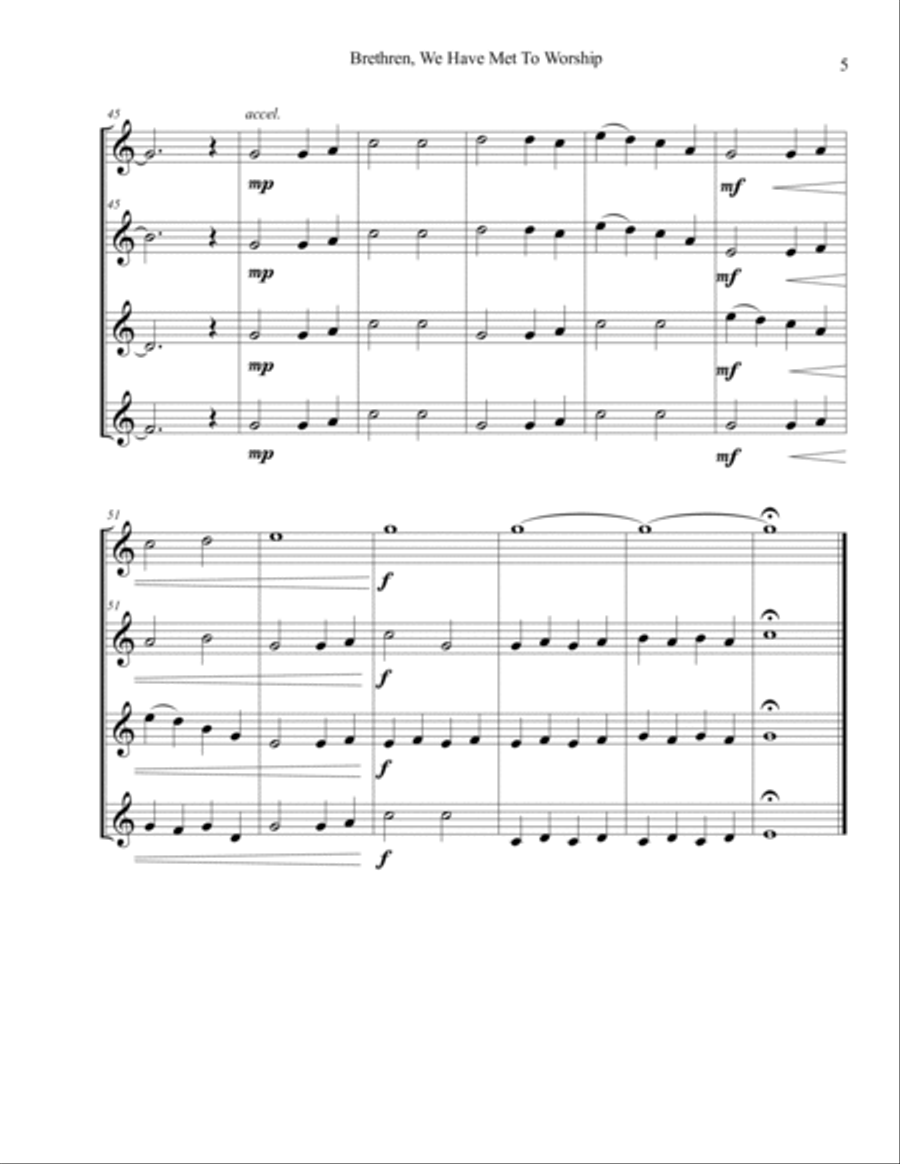 Brethren, We Have Met To Worship Brass Ensemble scores gallery preview page 5