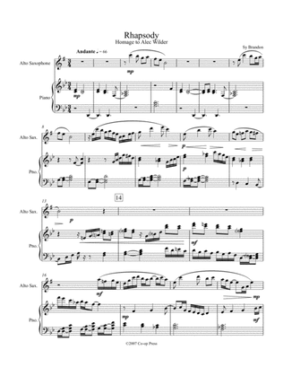 Rhapsody for Alto Saxophone and Piano