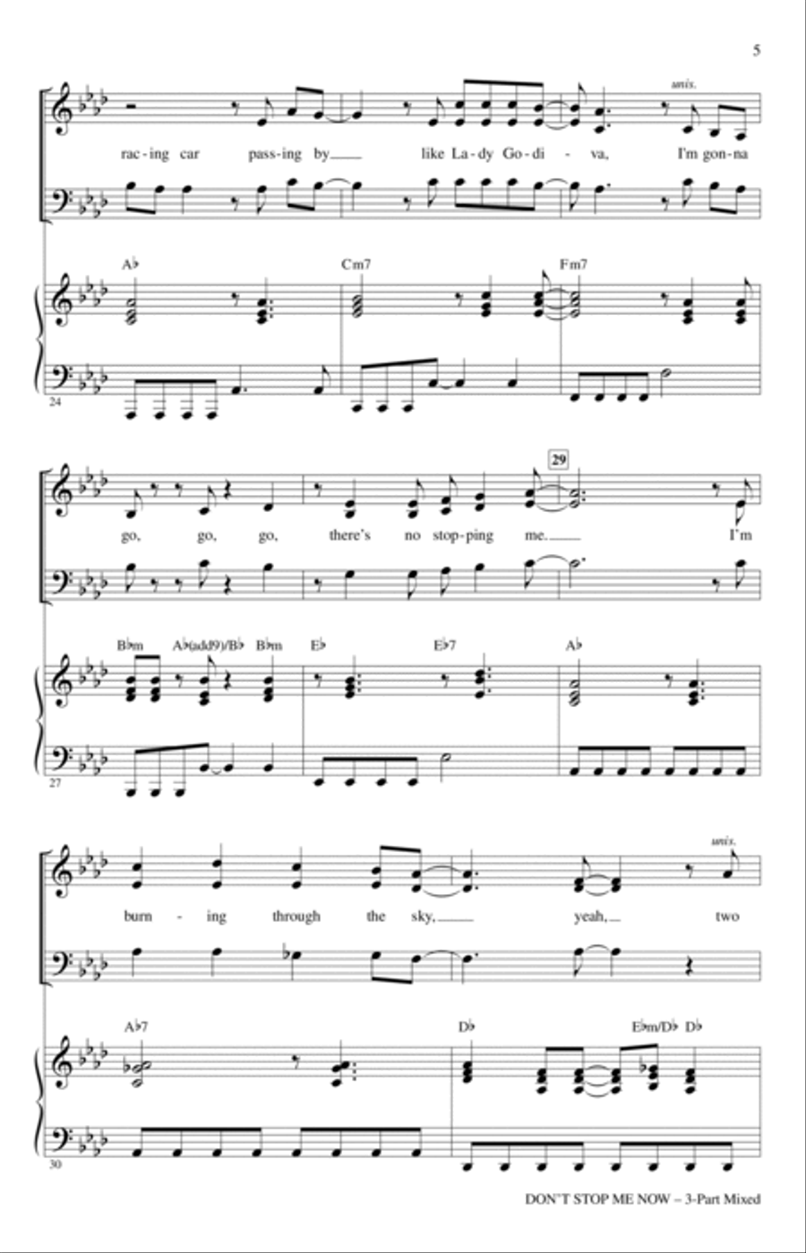 Don't Stop Me Now (arr. Mark Brymer) 3-Part scores gallery preview page 4