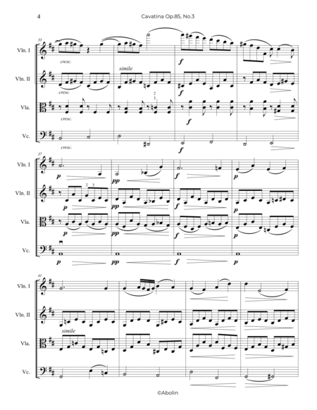 Raff: Cavatina, Op.85, No.3 - String Quartet image number null