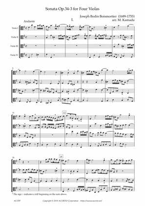 Book cover for Sonata Op.34-3 for Four Violas