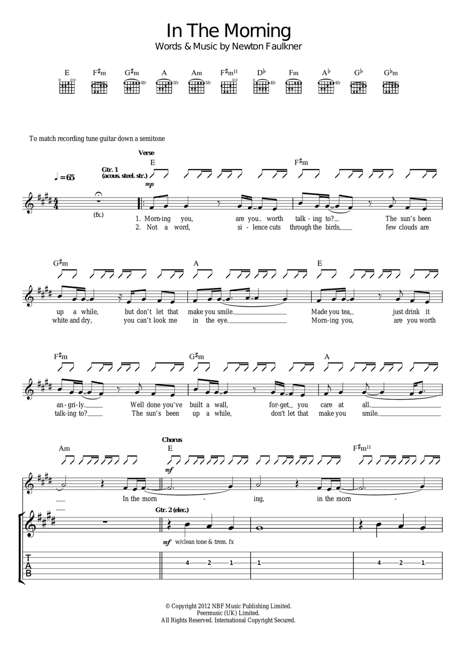 In The Morning In The Morning Electric Guitar scores gallery preview page 1