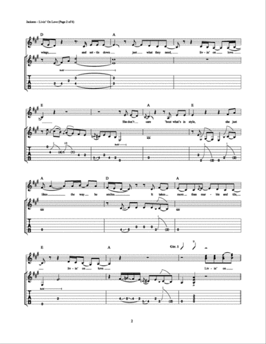 Livin' On Love Electric Guitar scores gallery preview page 2