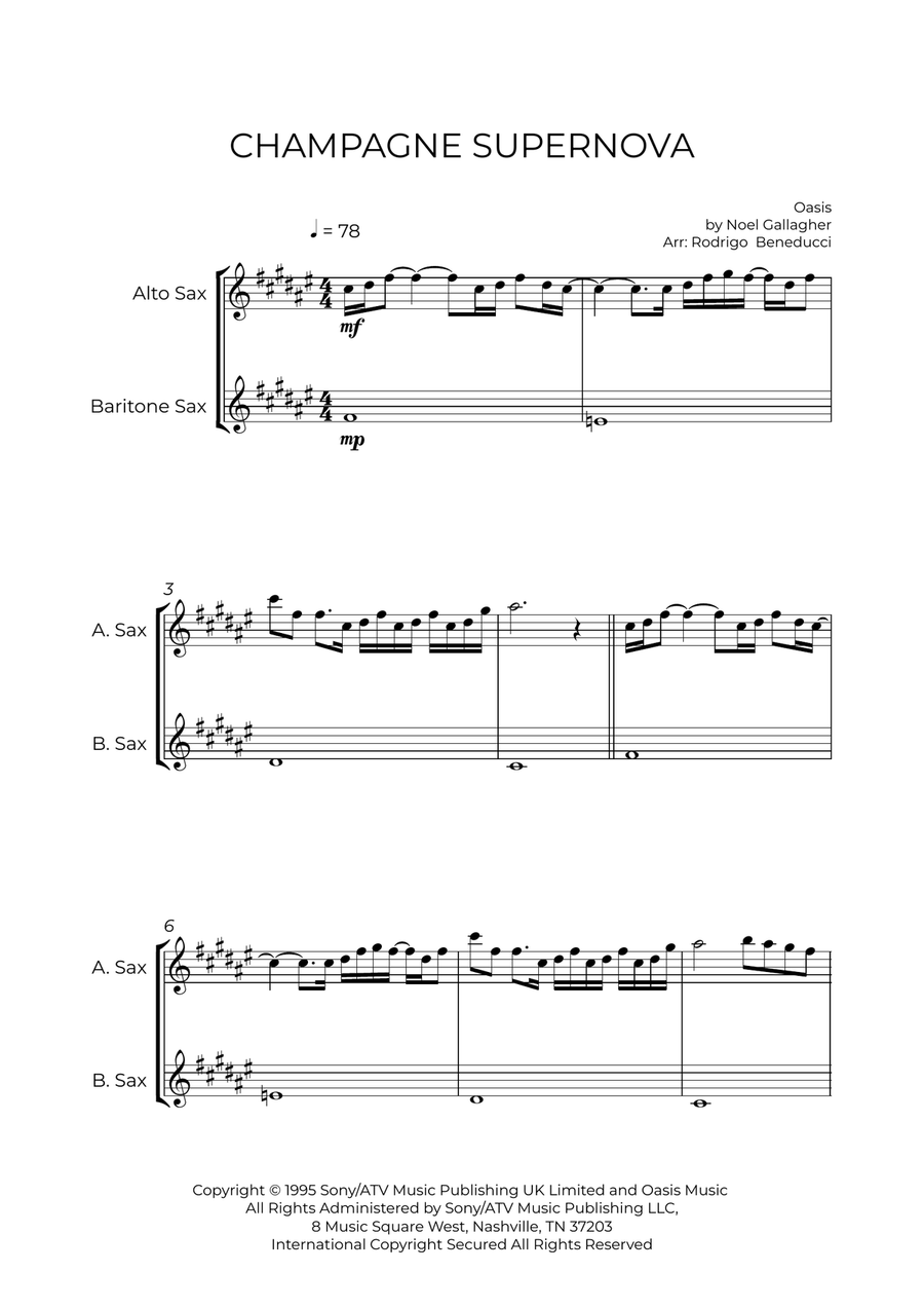 Champagne Supernova Baritone Saxophone scores gallery preview page 2