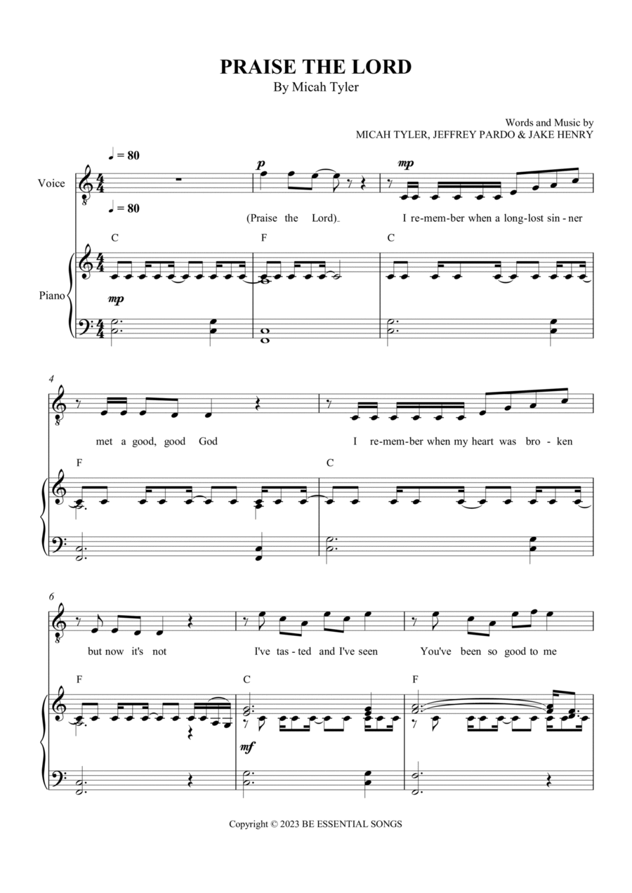 Praise The Lord Piano, Vocal, Guitar scores gallery preview page 1
