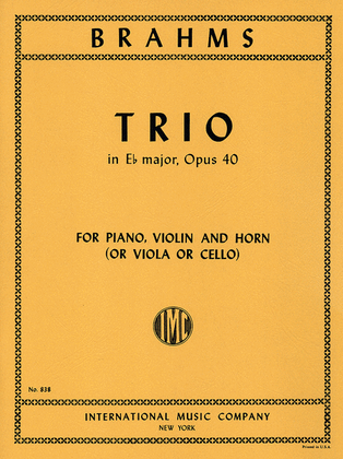 Book cover for Trio in E flat major, Op. 40