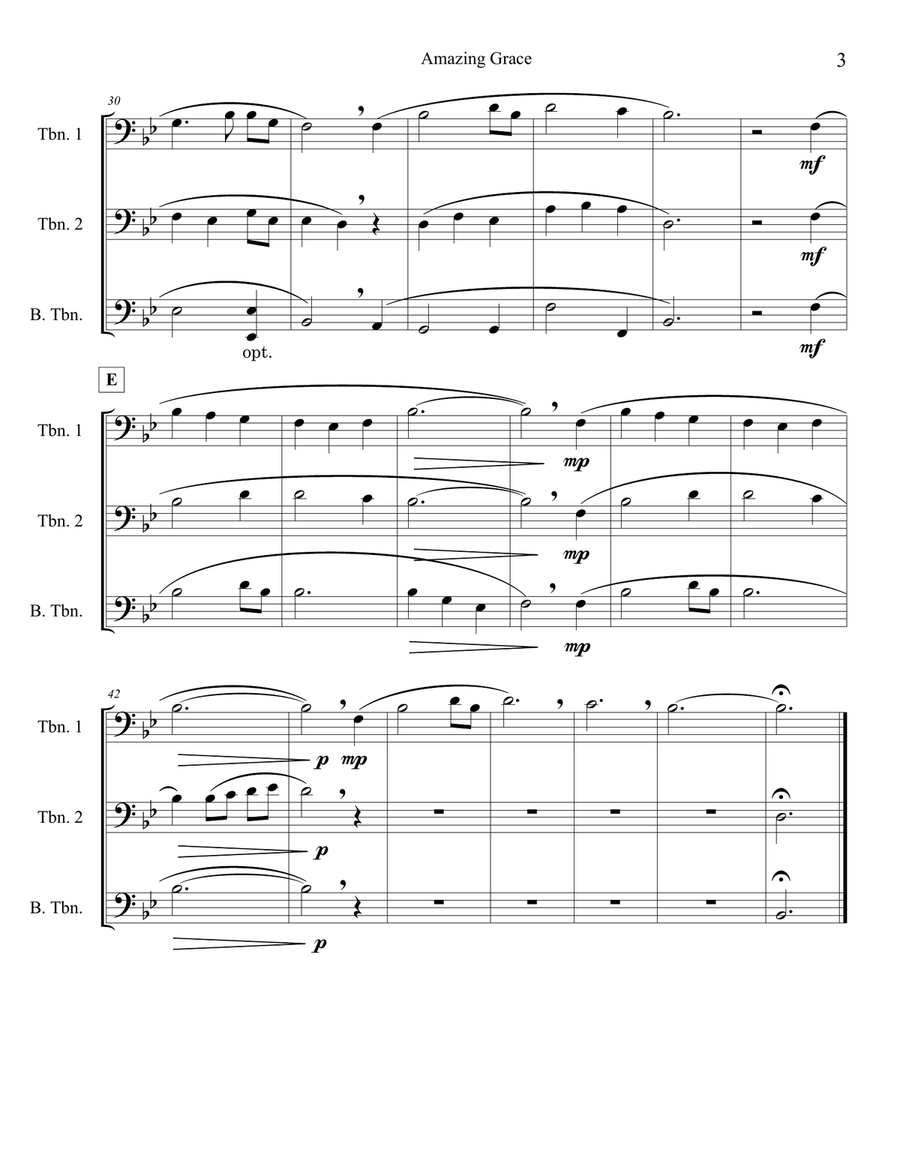 Amazing Grace - Trombone Trio Trombone Trio scores gallery preview page 3