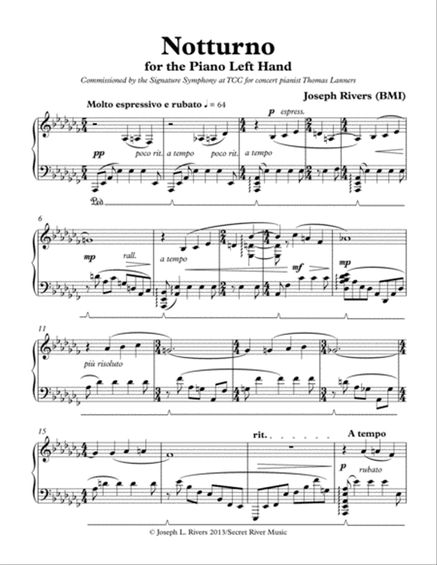 Notturno, for Piano Left Hand Piano Solo scores gallery preview page 2
