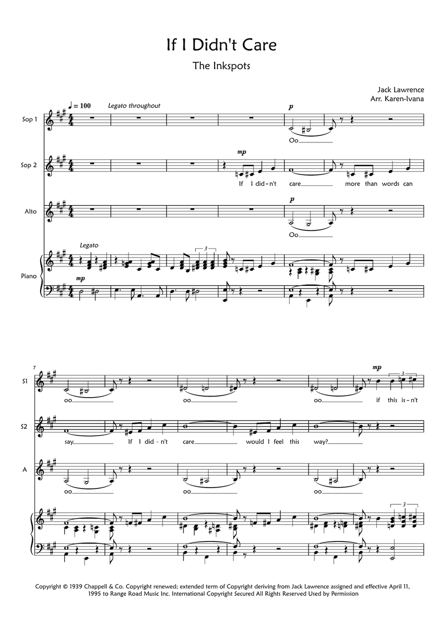 If I Didn't Care If I Didn't Care SSA scores gallery preview page 1