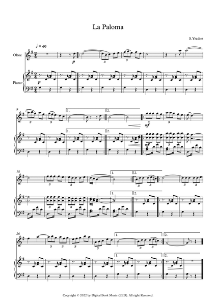 La Paloma - Sebastian Yradier (Oboe + Piano) image number null