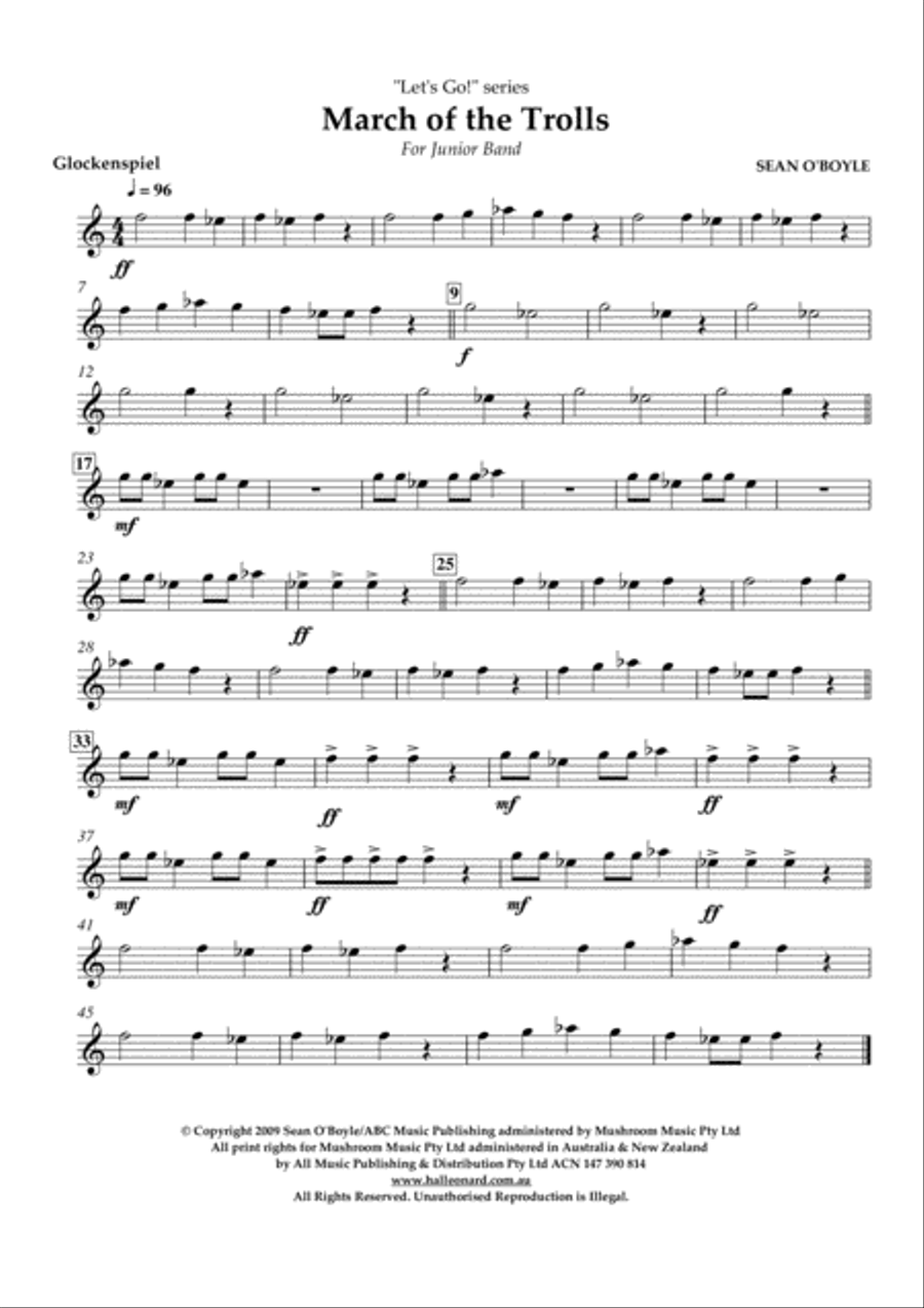 March of the Trolls - Glockenspiel Concert Band scores gallery preview page 1