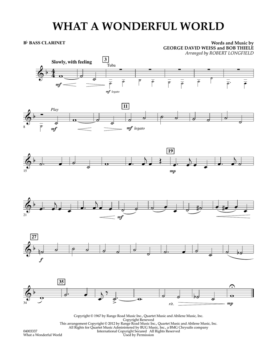 What A Wonderful World - Bb Bass Clarinet Concert Band scores gallery preview page 1