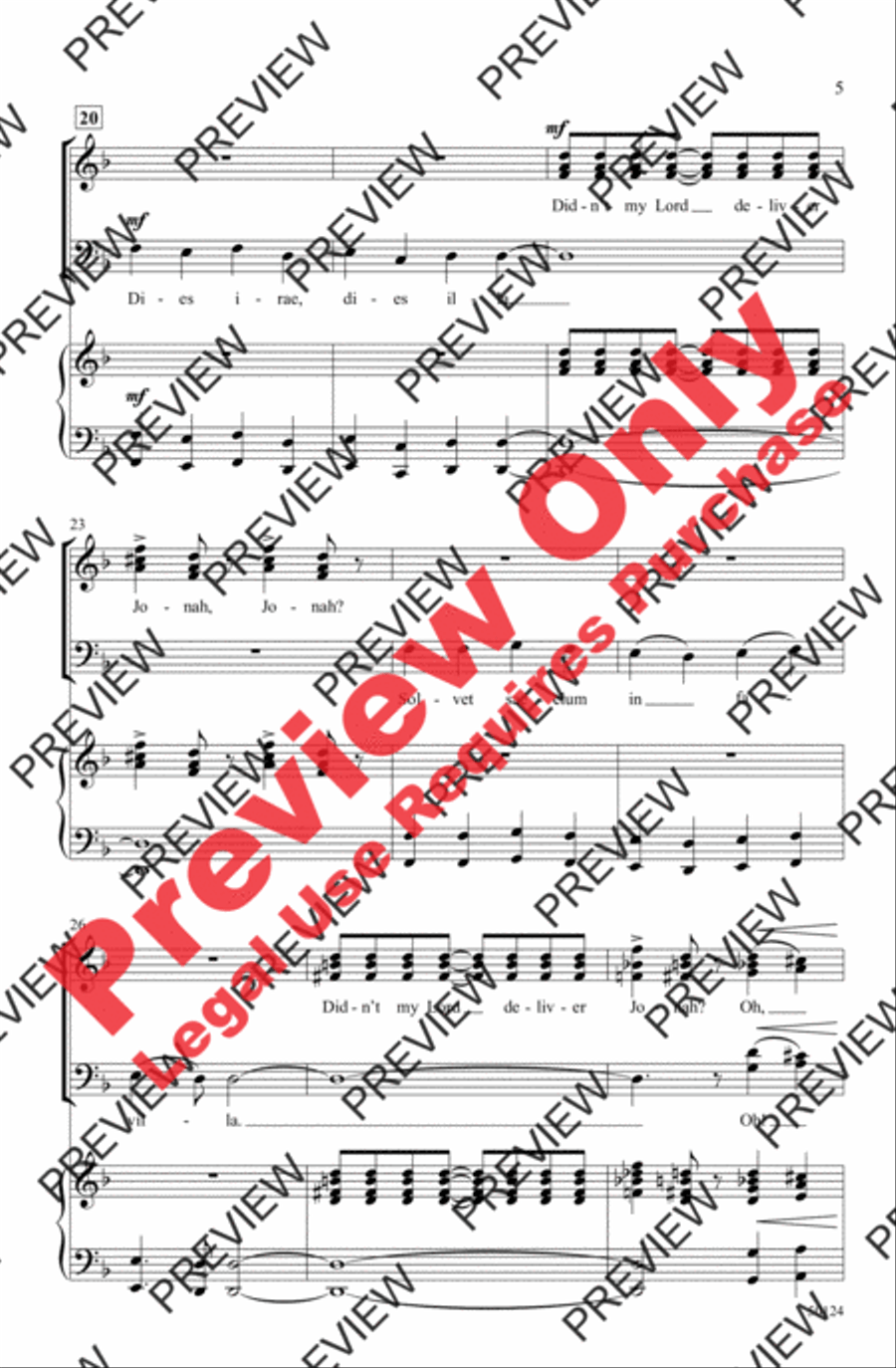 Didn't My Lord / Dies Irae 4-Part scores gallery preview page 5