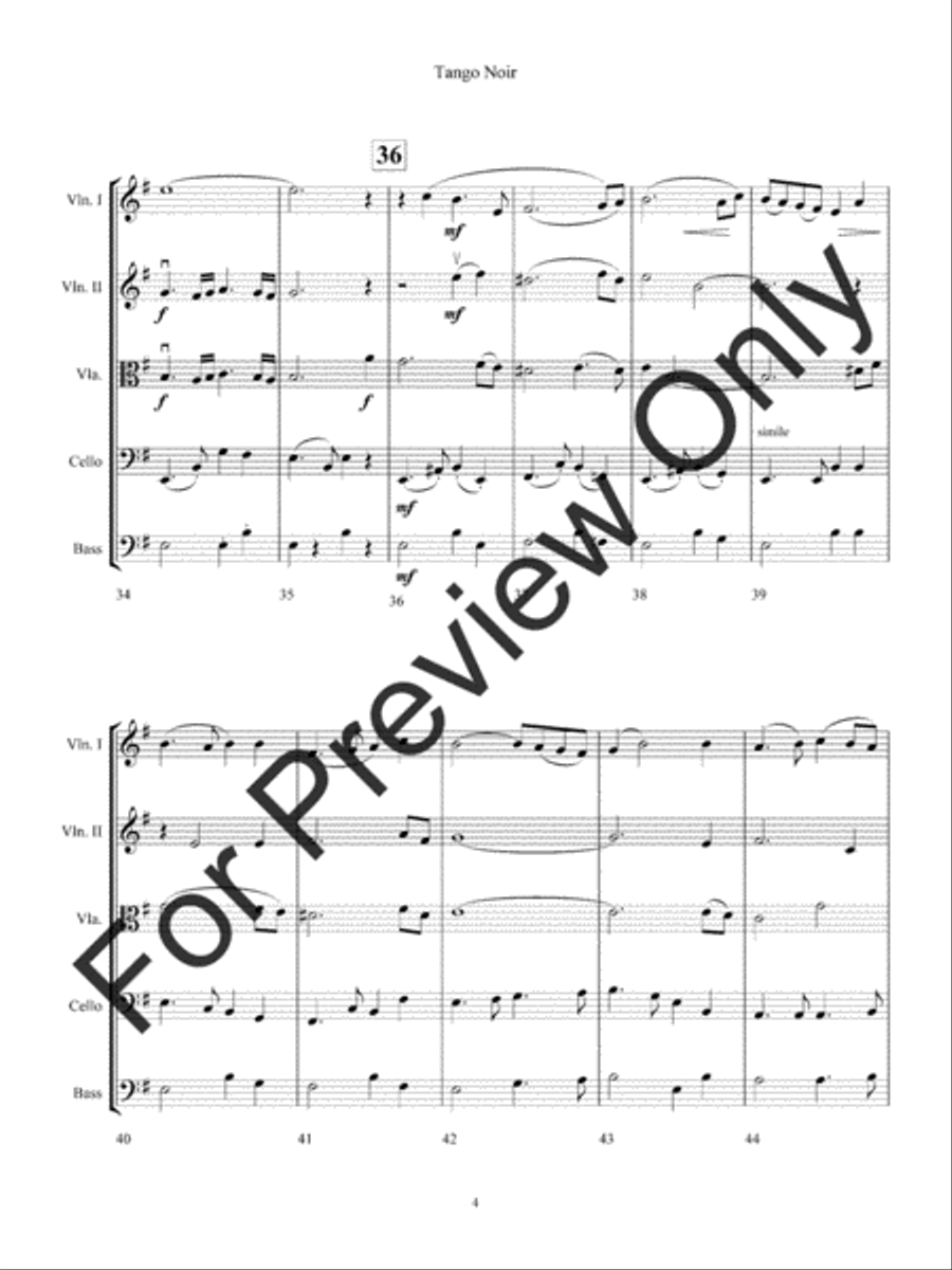 Tango Noir (Score) String Orchestra scores gallery preview page 7