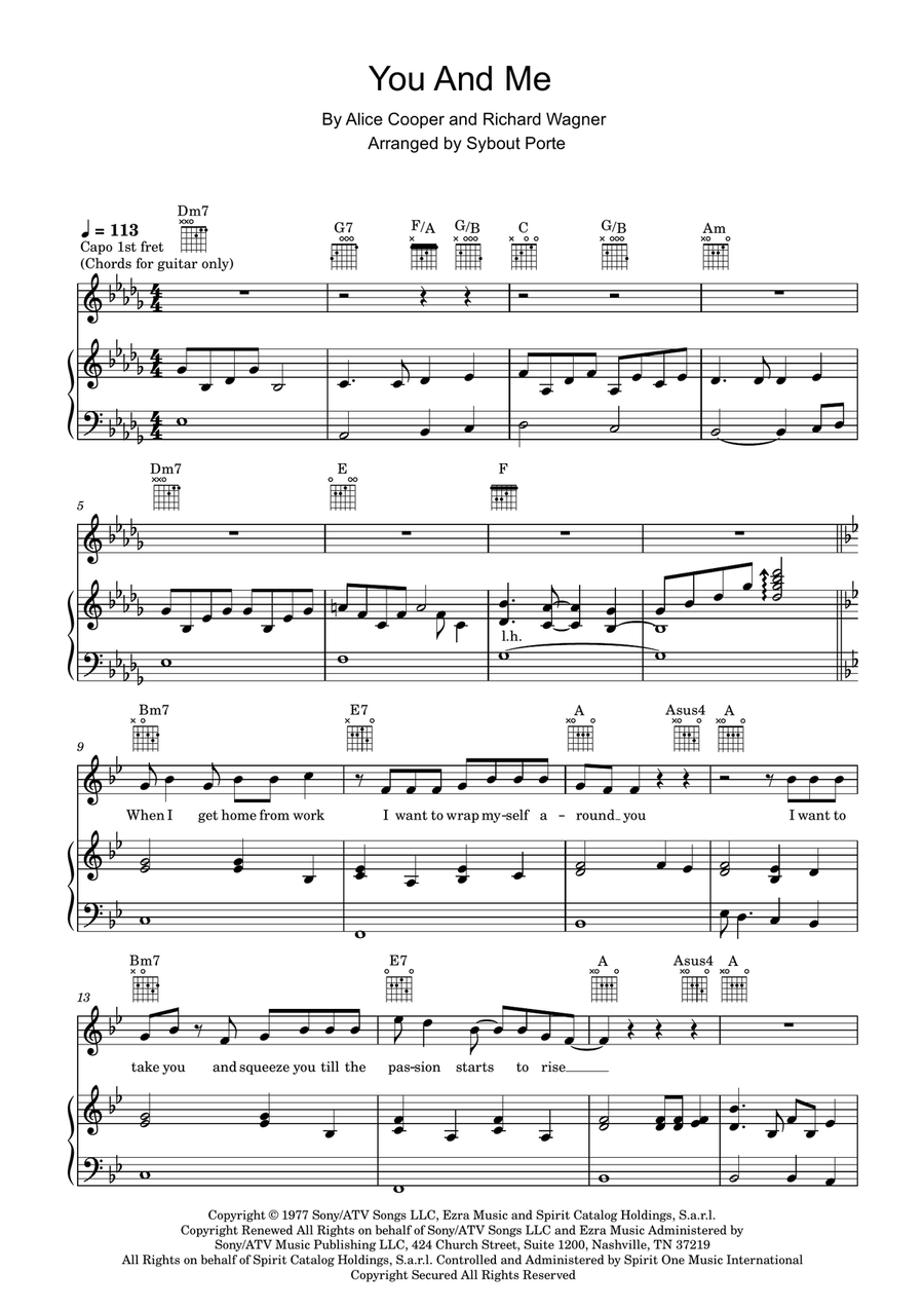 You And Me Piano, Vocal, Guitar scores gallery preview page 1