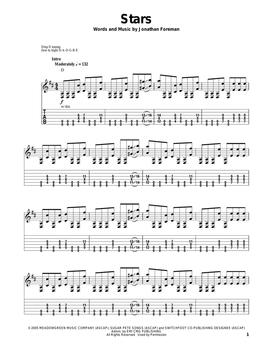 Stars Stars Acoustic Guitar scores gallery preview page 1