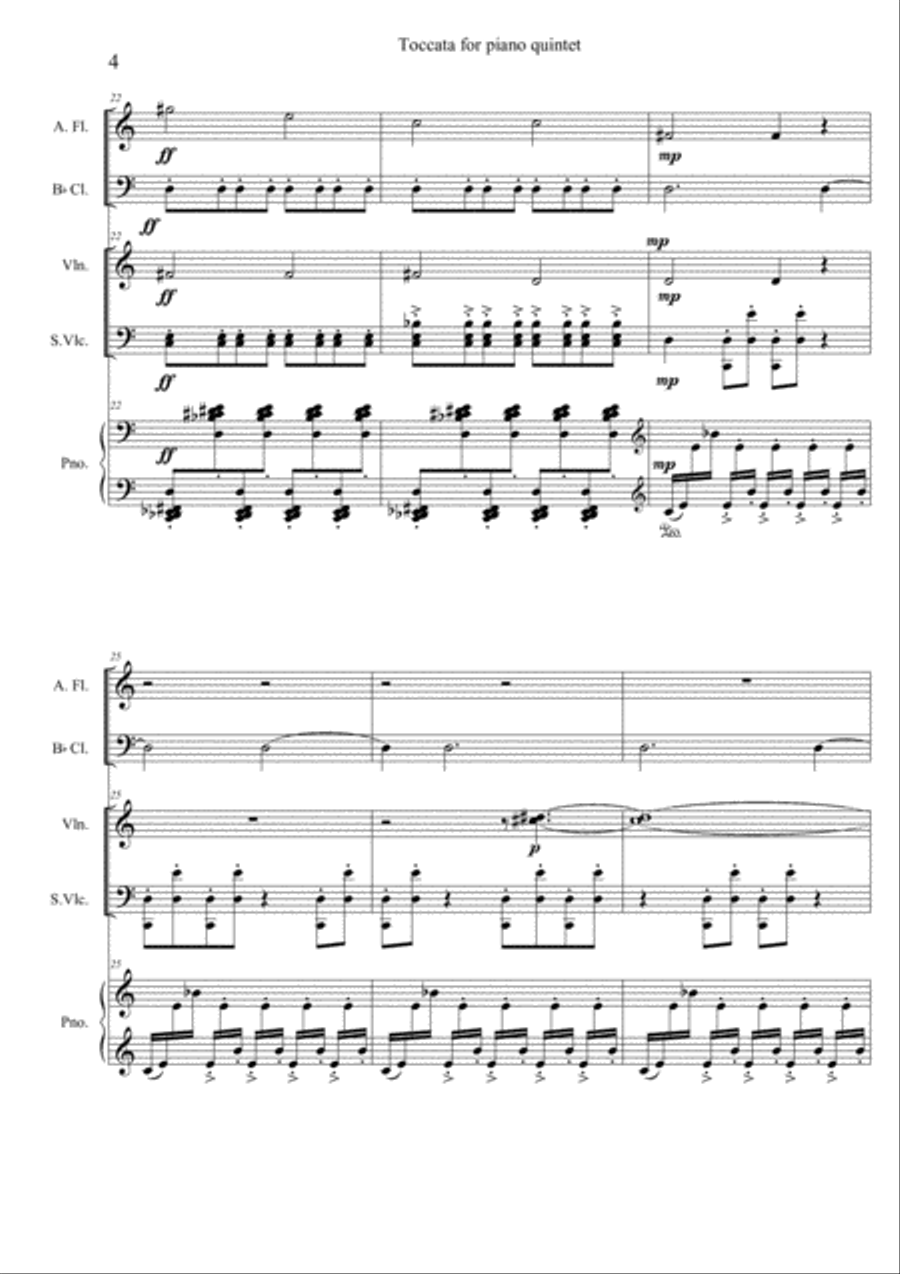 Toccata for Piano Quintet Small Ensemble scores gallery preview page 4