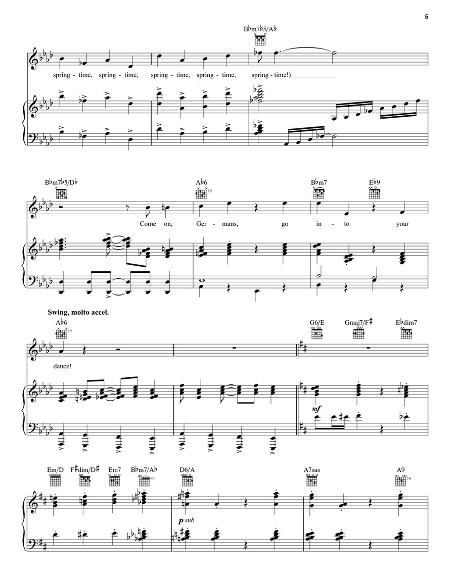 Springtime For Hitler Piano, Vocal, Guitar scores gallery preview page 5