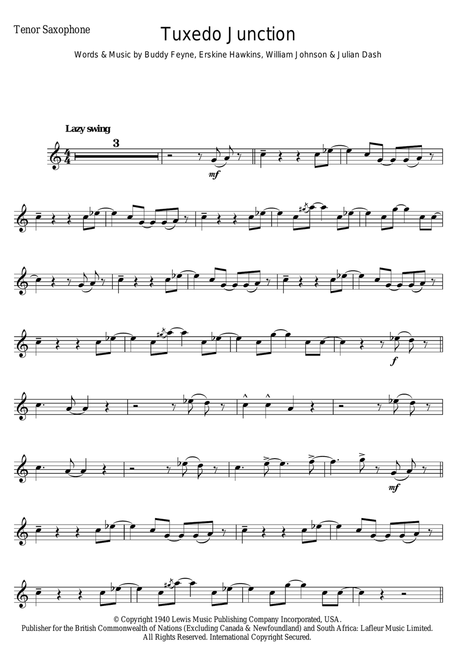 Tuxedo Junction Tenor Saxophone scores gallery preview page 1