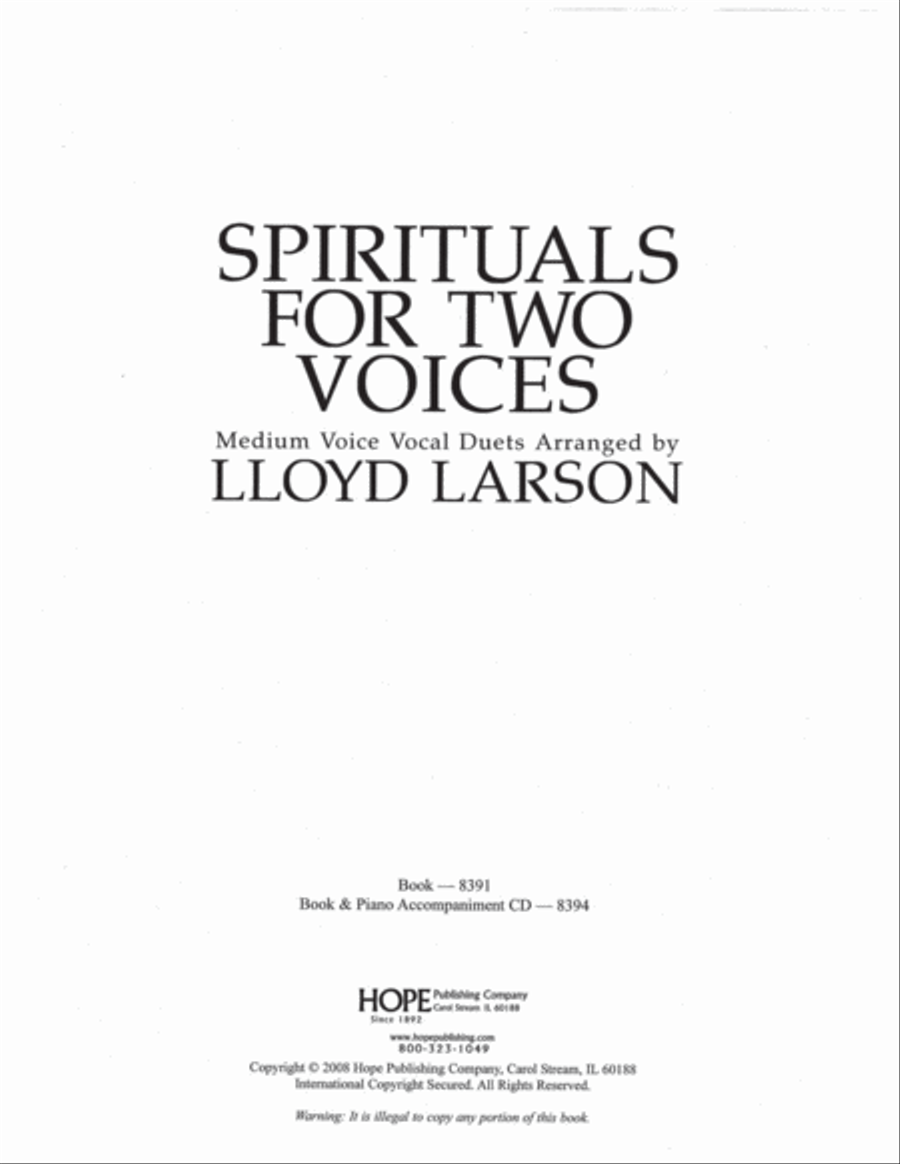 Spirituals for Two Voices (PDF Score)