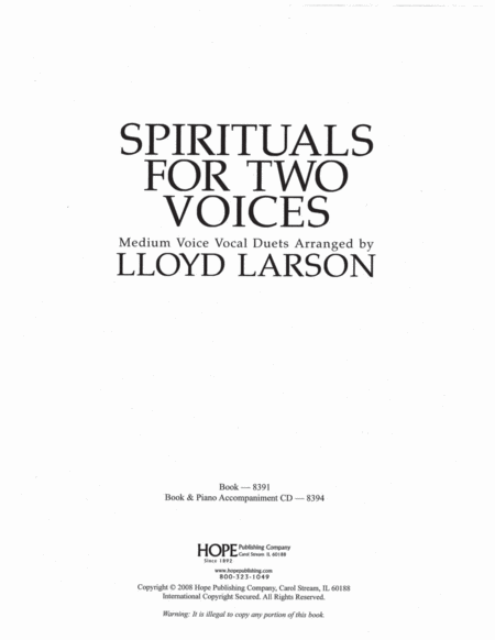 Spirituals for Two Voices (PDF Score) image number null