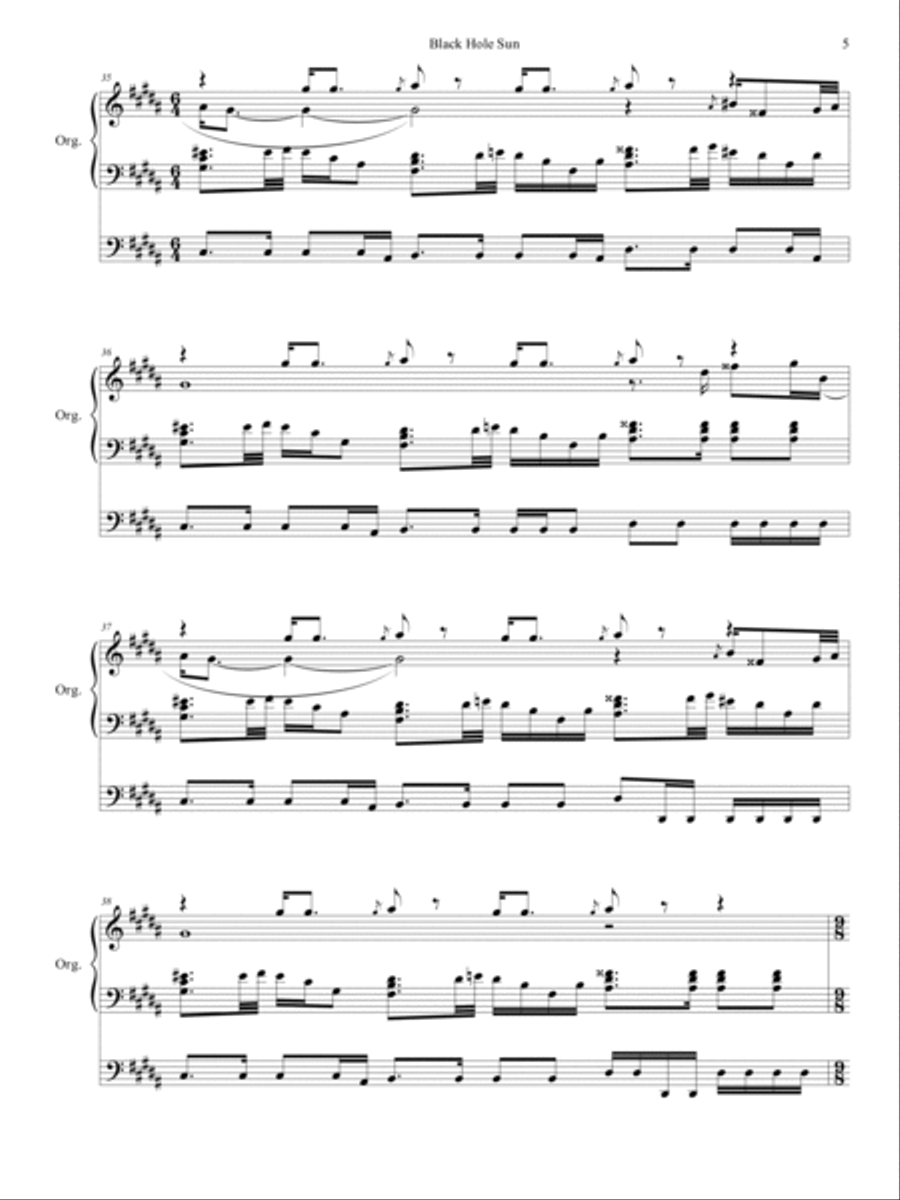 Black Hole Sun Organ Solo scores gallery preview page 6