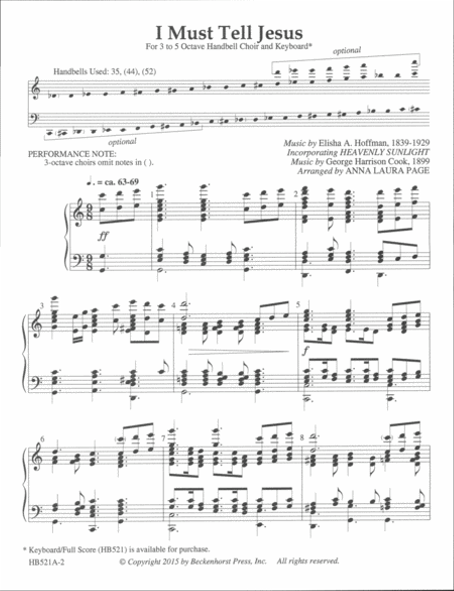 I Must Tell Jesus - Page - handbell part Handbell Choir scores gallery preview page 2