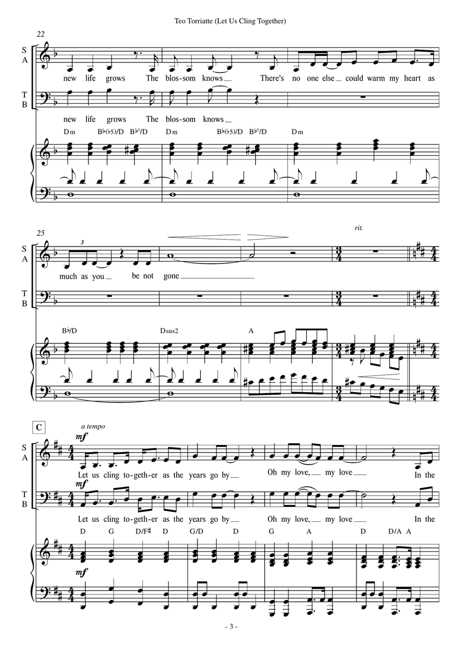 Teo Torriatte (Let Us Cling Together) 4-Part scores gallery preview page 3