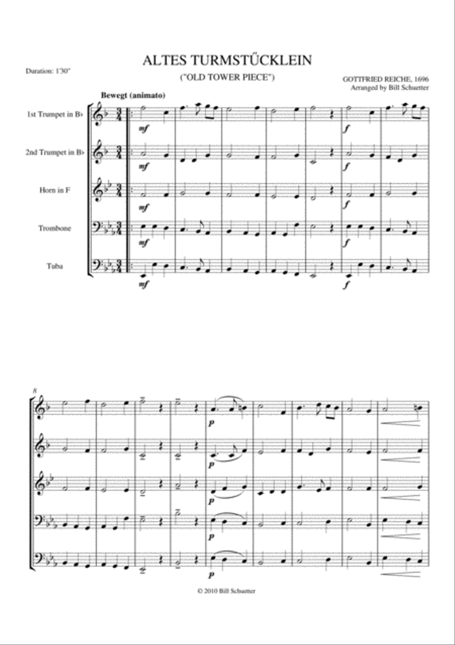 Altes Turmstucklein Brass Quintet scores gallery preview page 1