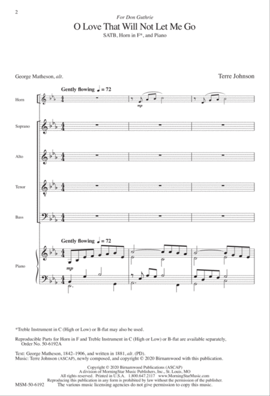 O Love That Will Not Let Me Go 4-Part scores gallery preview page 1