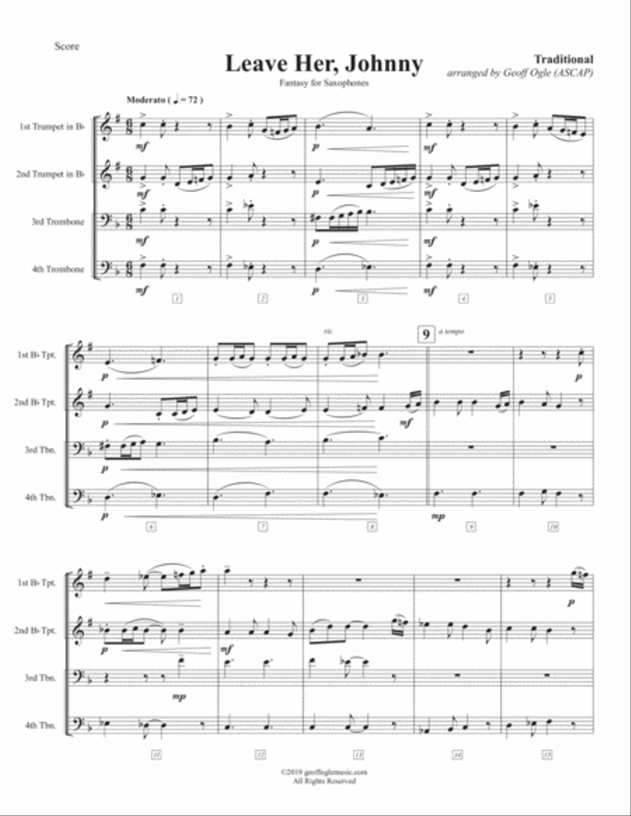 Leave Her Johnny Brass Ensemble scores gallery preview page 2