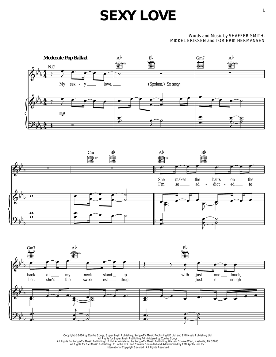 Sexy Love Piano, Vocal, Guitar scores gallery preview page 1