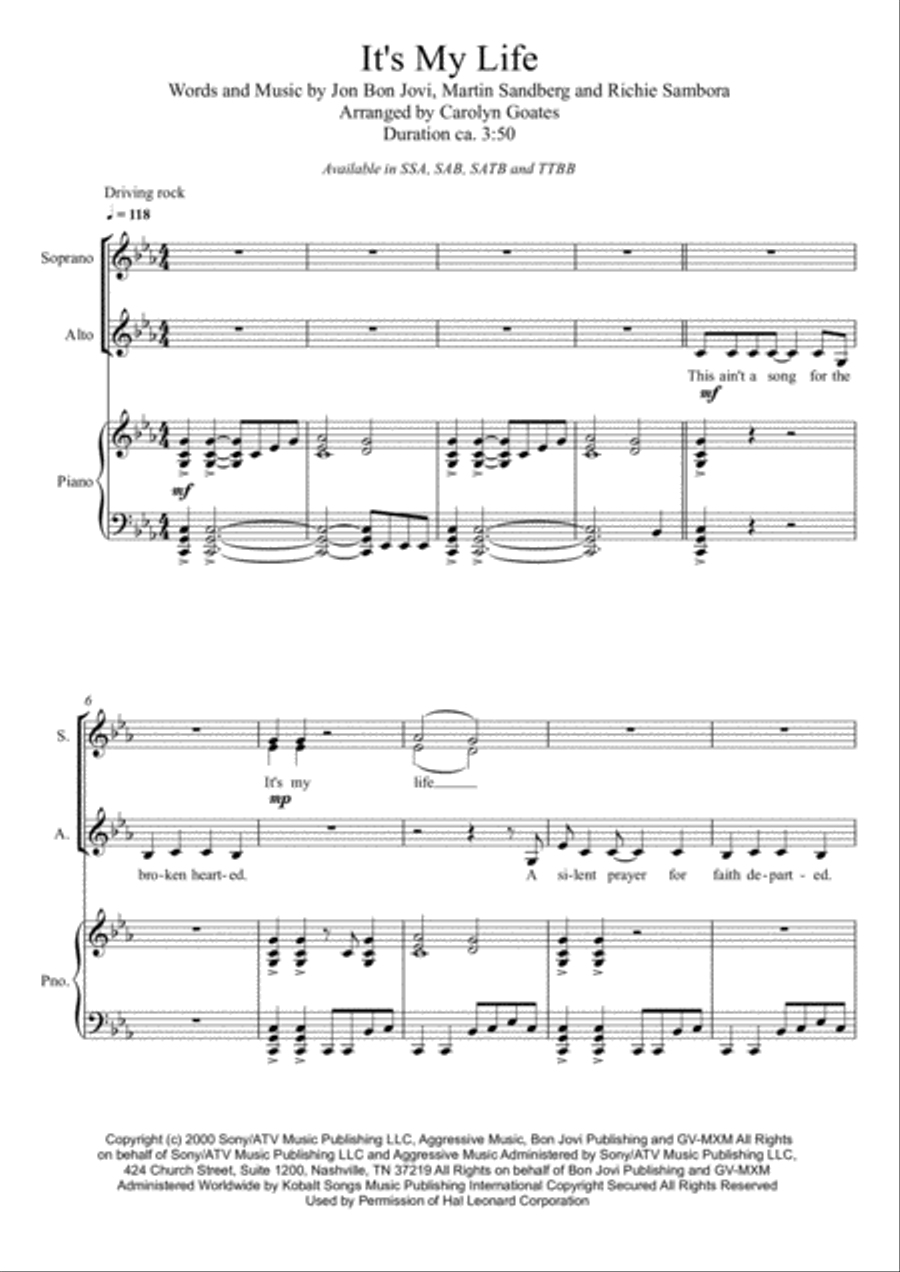 It's My Life SSA scores gallery preview page 1