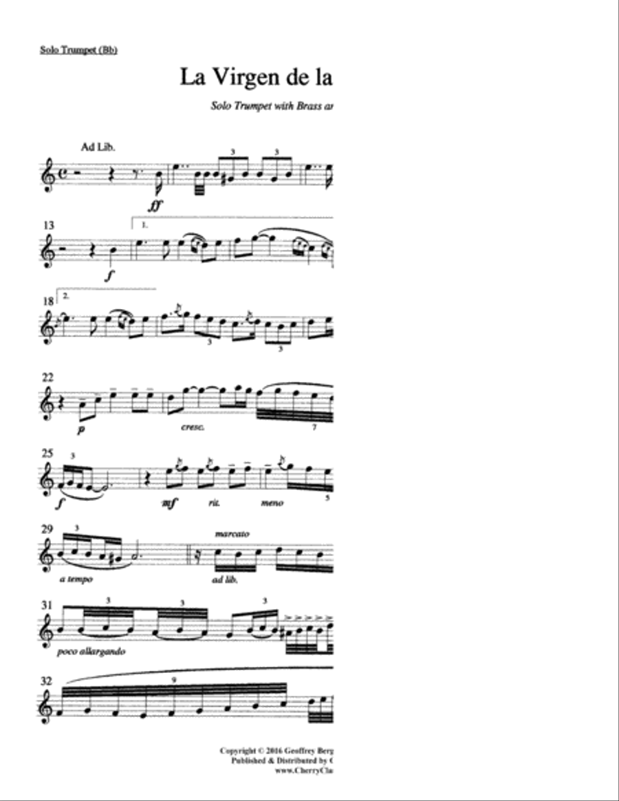 La Virgen De La Macarena for Solo Trumpet, 10-part Brass Ensemble & Percussion Trumpet Solo scores gallery preview page 6