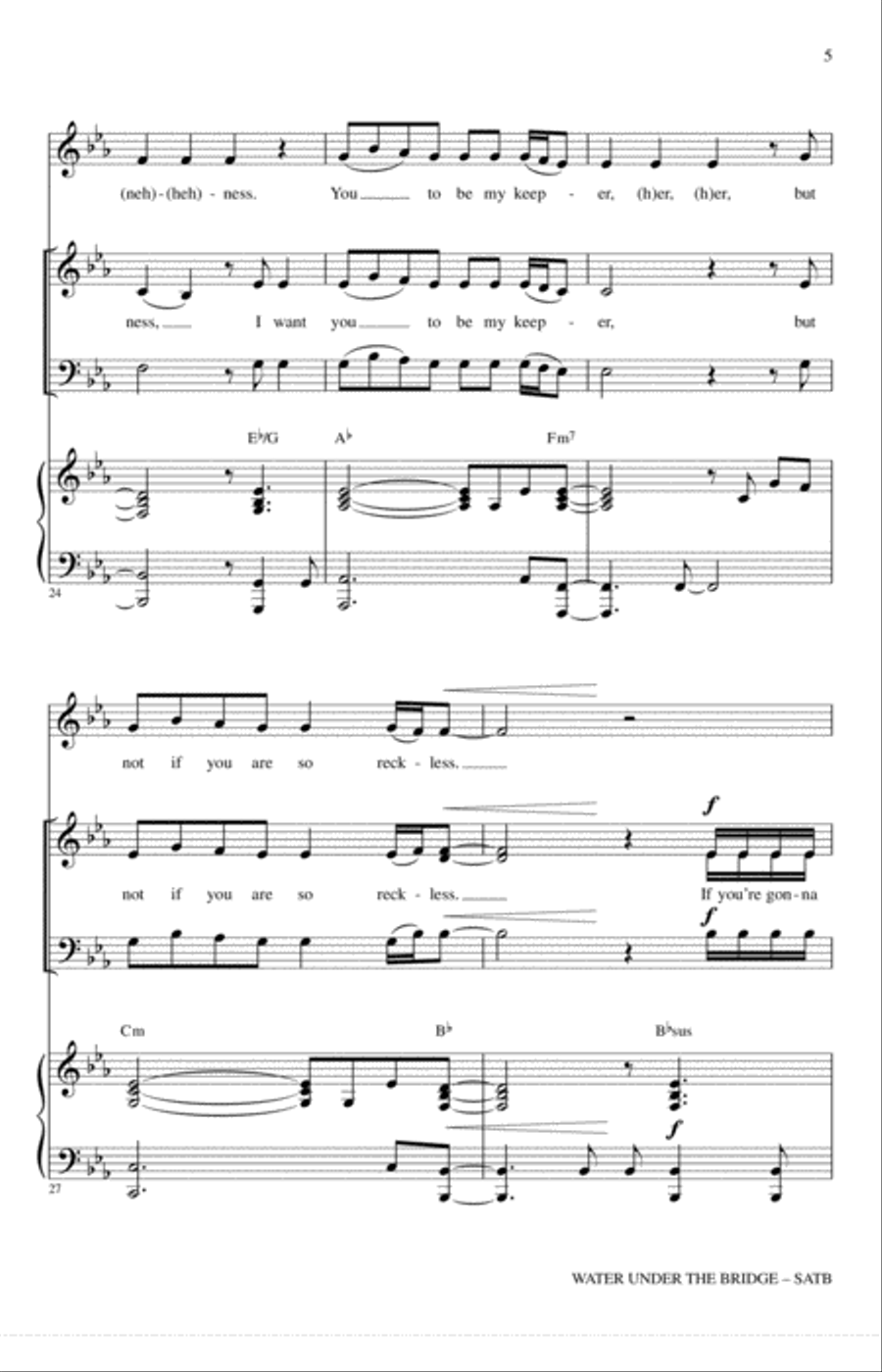 Water Under The Bridge Water Under The Bridge 4-Part scores gallery preview page 4
